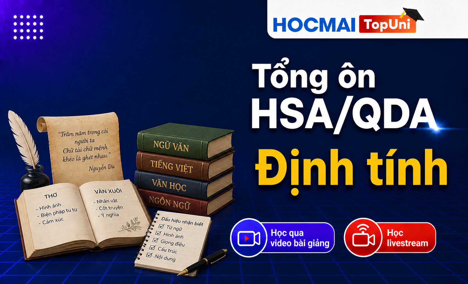 Tổng ôn HSA/QDA - Phần Định tính/Ngôn ngữ, Văn học - V