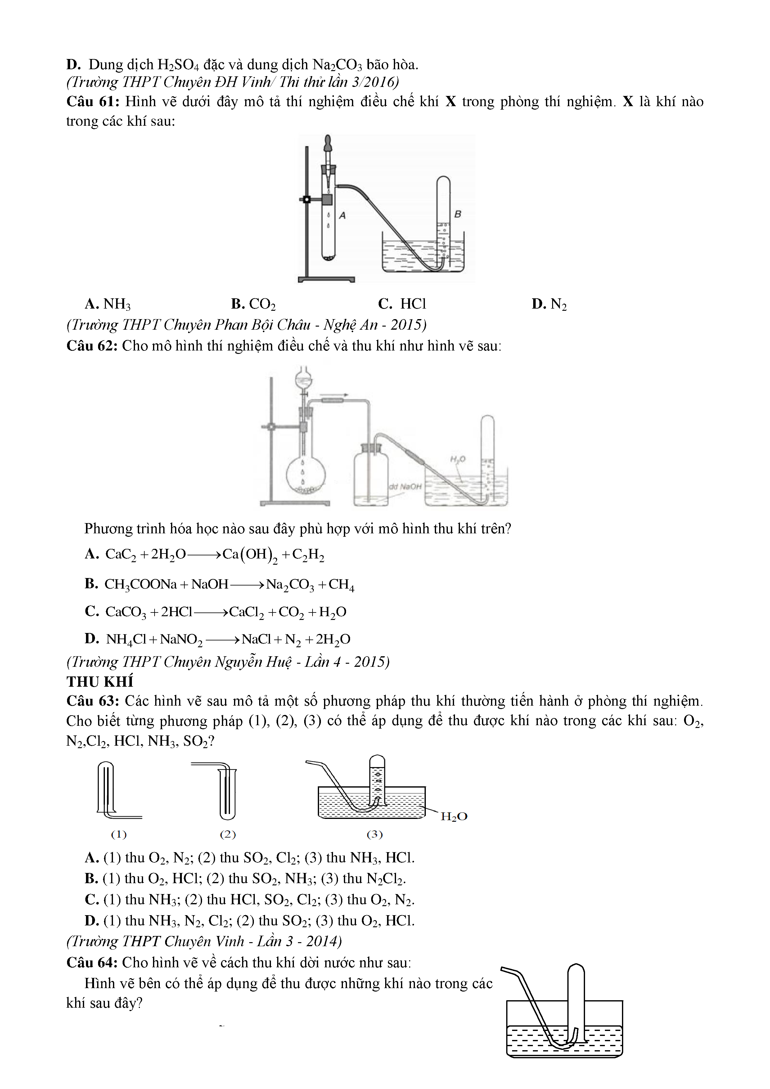 Bài tập hình vẽ thí nghiệm hóa học - có lời giải chi tiết