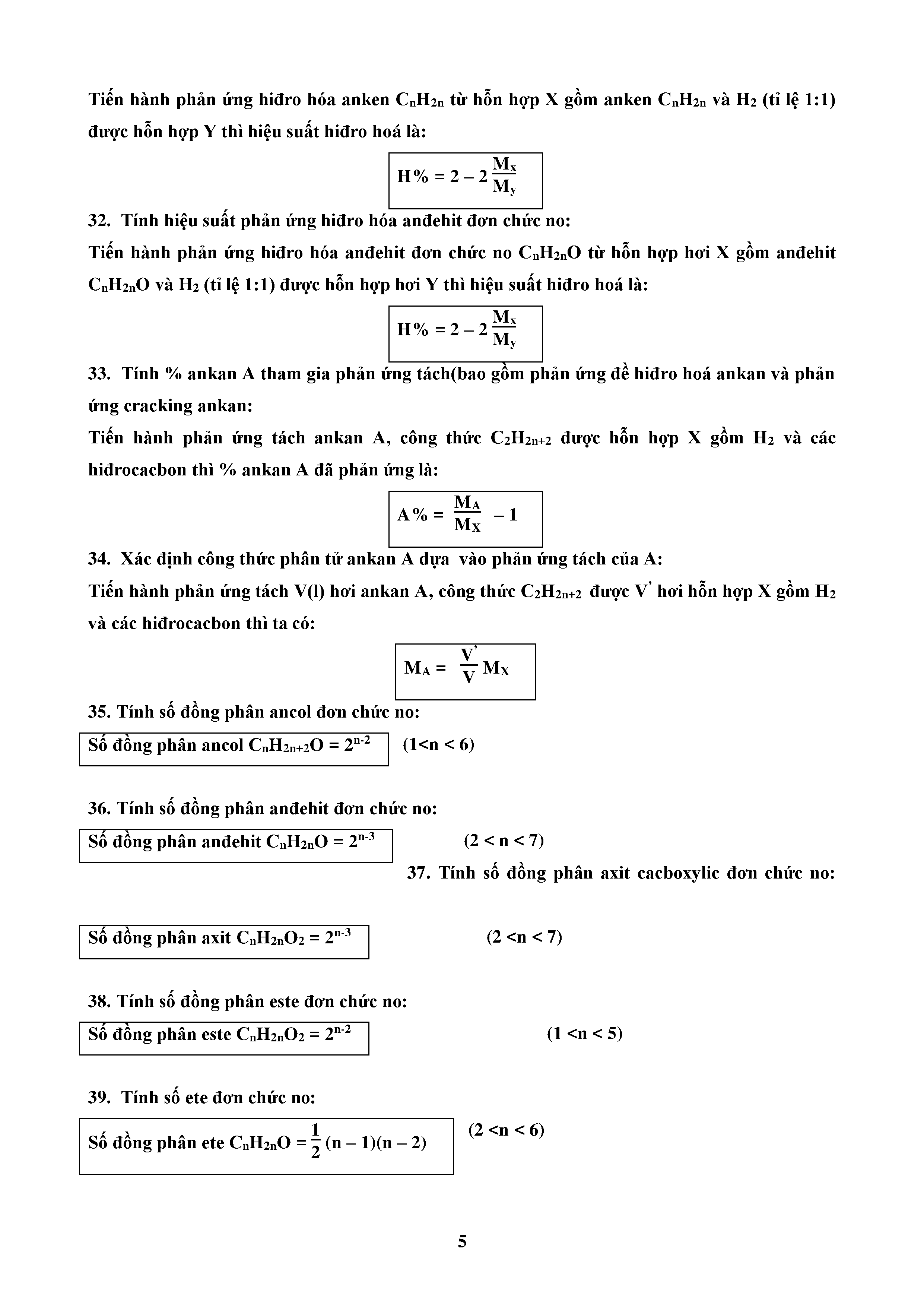 Tuyển tập các công thức giải nhanh trắc nghiệm môn hóa học cần ghi nhớ ...