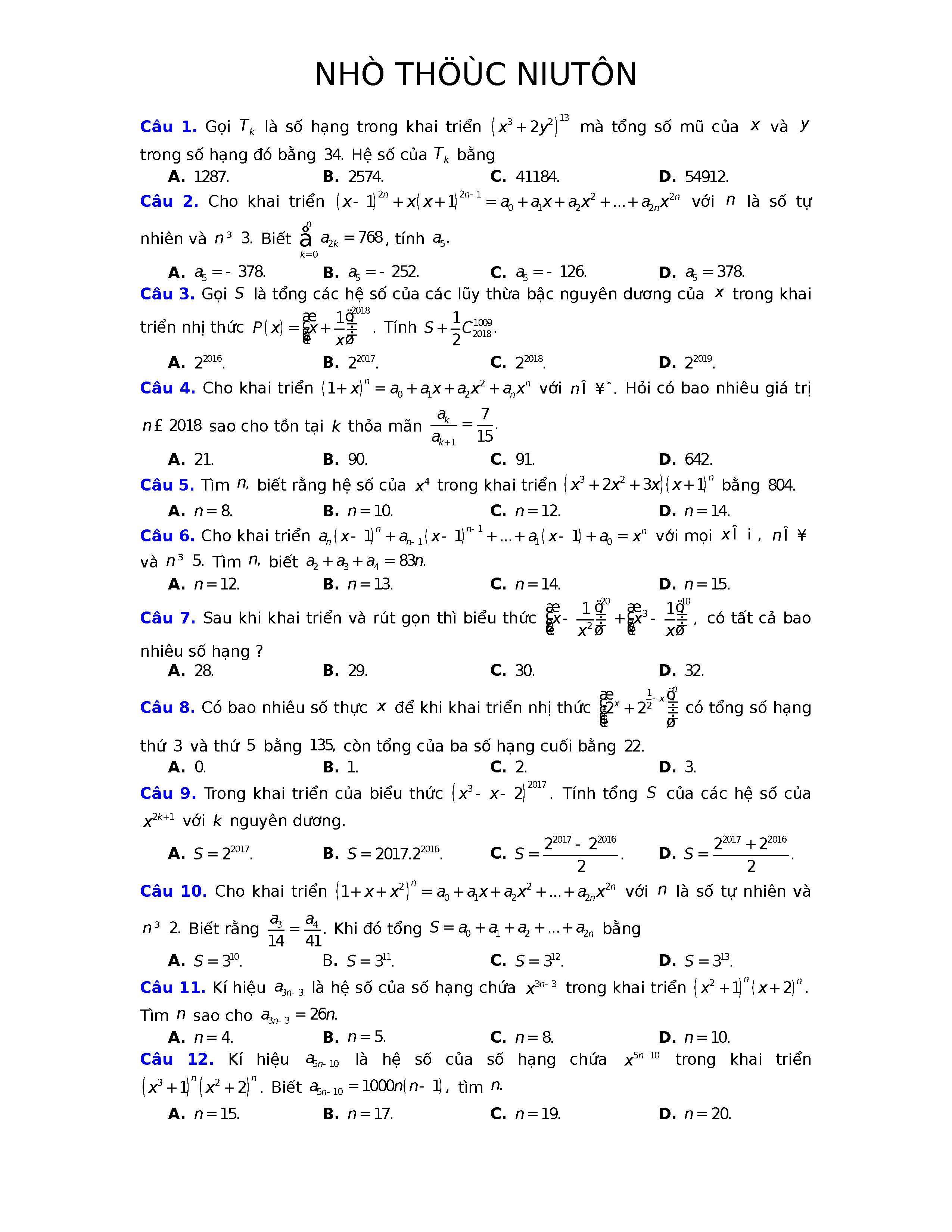Những ví dụ về vận dụng cao của nhị thức Newton trong thực tế là gì?