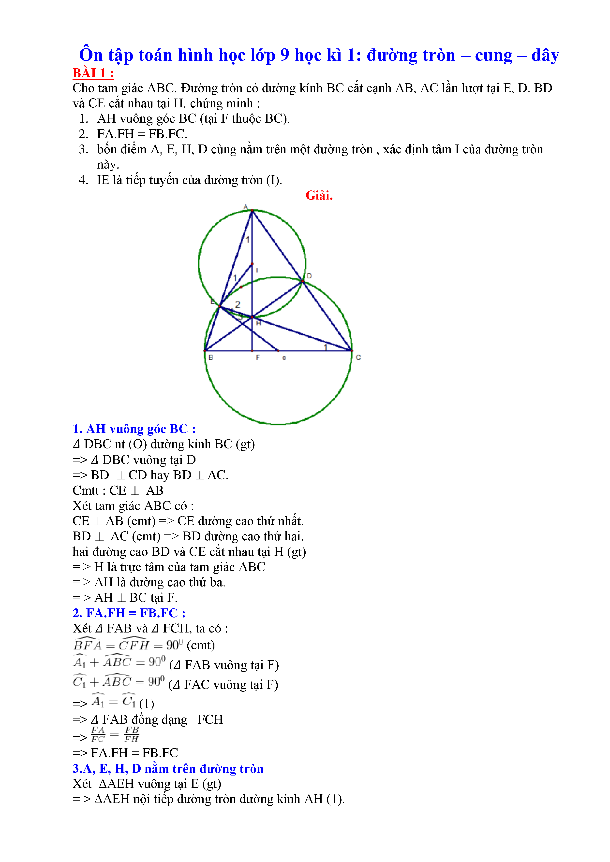 Phương pháp giải bài toán về Đường tròn môn Hình học lớp 9